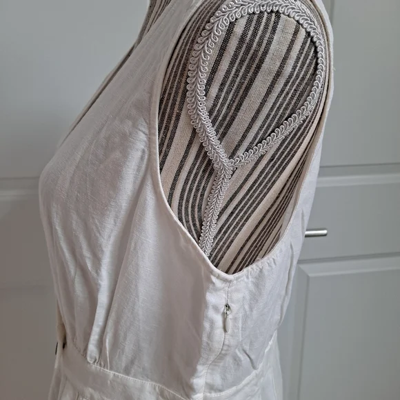 Madewell Button-Waist Linen Midi Dress Sz 12 - Picture 4 of 7